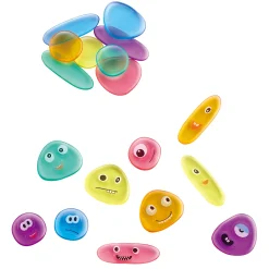 Emotion Rainbow Pebbles Translucent Learning Set | 18-Piece Set with 68 Emotion Stickers