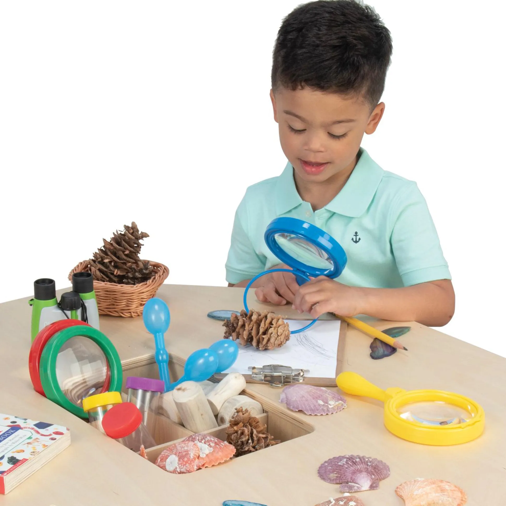 E-Z View Magnifiers with Stand – Set of 6 Rainbow Handheld or Hands-Free Magnifying Glasses, 4.5x Magnification, Special Needs & STEM Learning