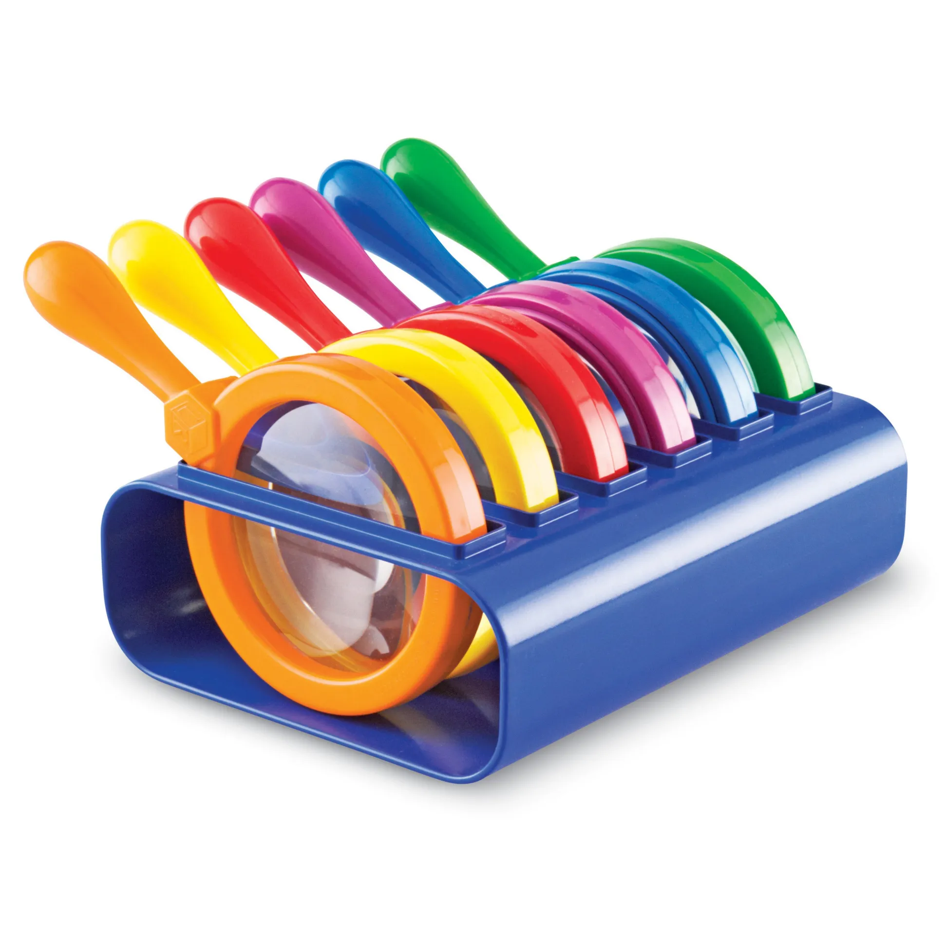 E-Z View Magnifiers with Stand – Set of 6 Rainbow Handheld or Hands-Free Magnifying Glasses, 4.5x Magnification, Special Needs & STEM Learning