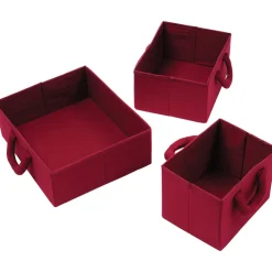 Fabric Storage Bins - Maroon -Set of 3