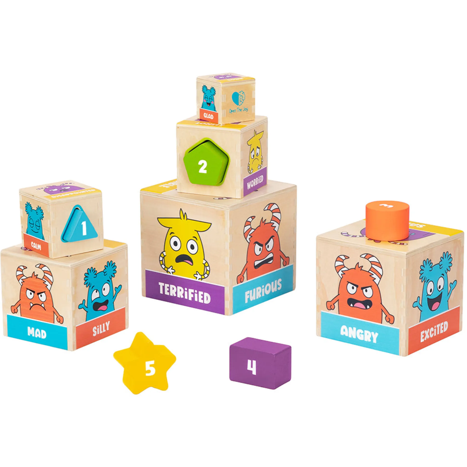 Feelings Stack & Sort Blocks | Wooden Emotional Learning Tower