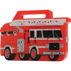 Fire Rescue Truck Carry Case with 22 Pieces – Die-Cast Fire Vehicles & Figures Playset for Kids