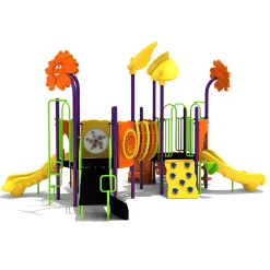 Flowerville Preschool Playground Structure | Rock Climbers, Slides, Climbers & 14 Play Events for Ages 2-5