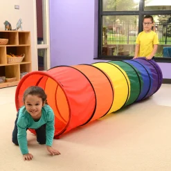 8-Foot Rainbow Crawl Tunnel for Kids | Indoor/Outdoor Play Tunnel with Steel Frame