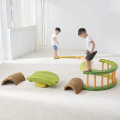 Forest Balance & Rocking Trail | Nature-Inspired Gross Motor Activity Set with Balance Arch, Nesting Path & Rocking Leaf Boat