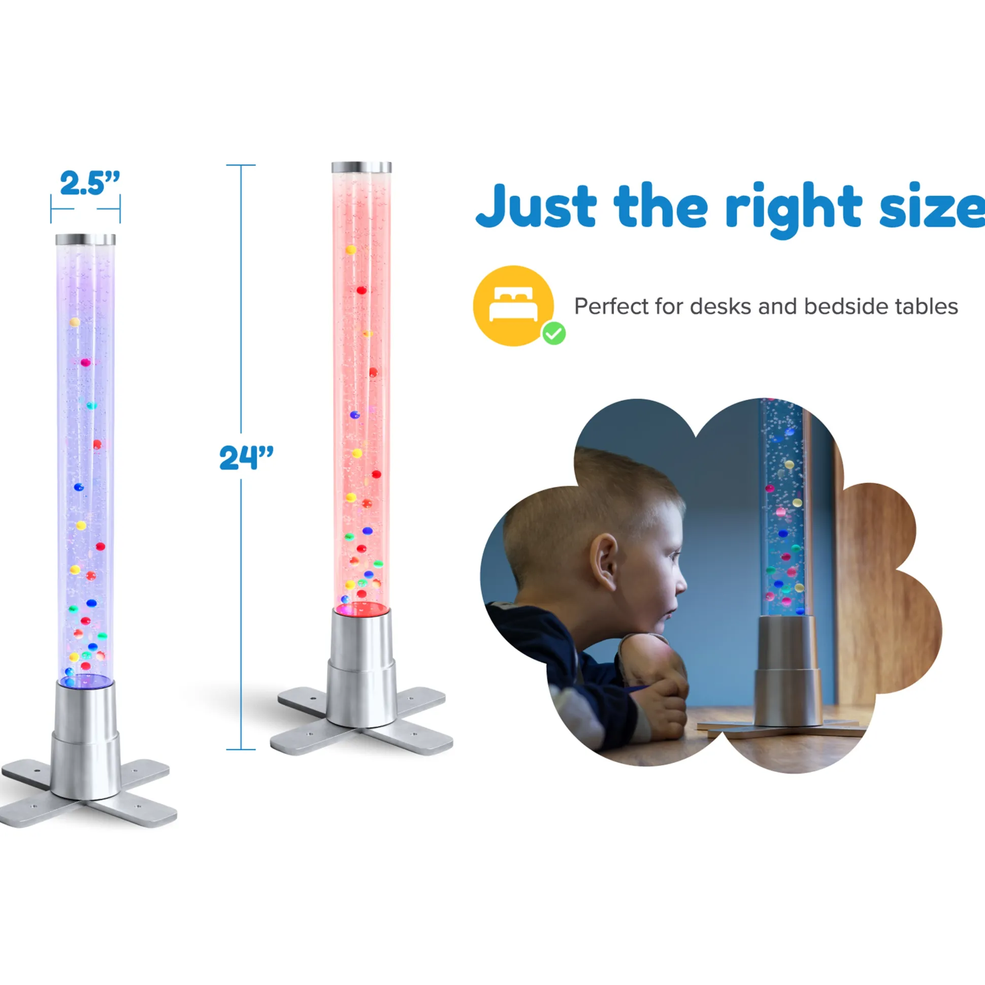 2ft LED Color Changing Bubble Tube Sensory Lamp with Floating Balls