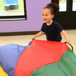 6 Ft "No Rip" Kids Parachute | Multicolor Durable Nylon with Handles & Storage Bag