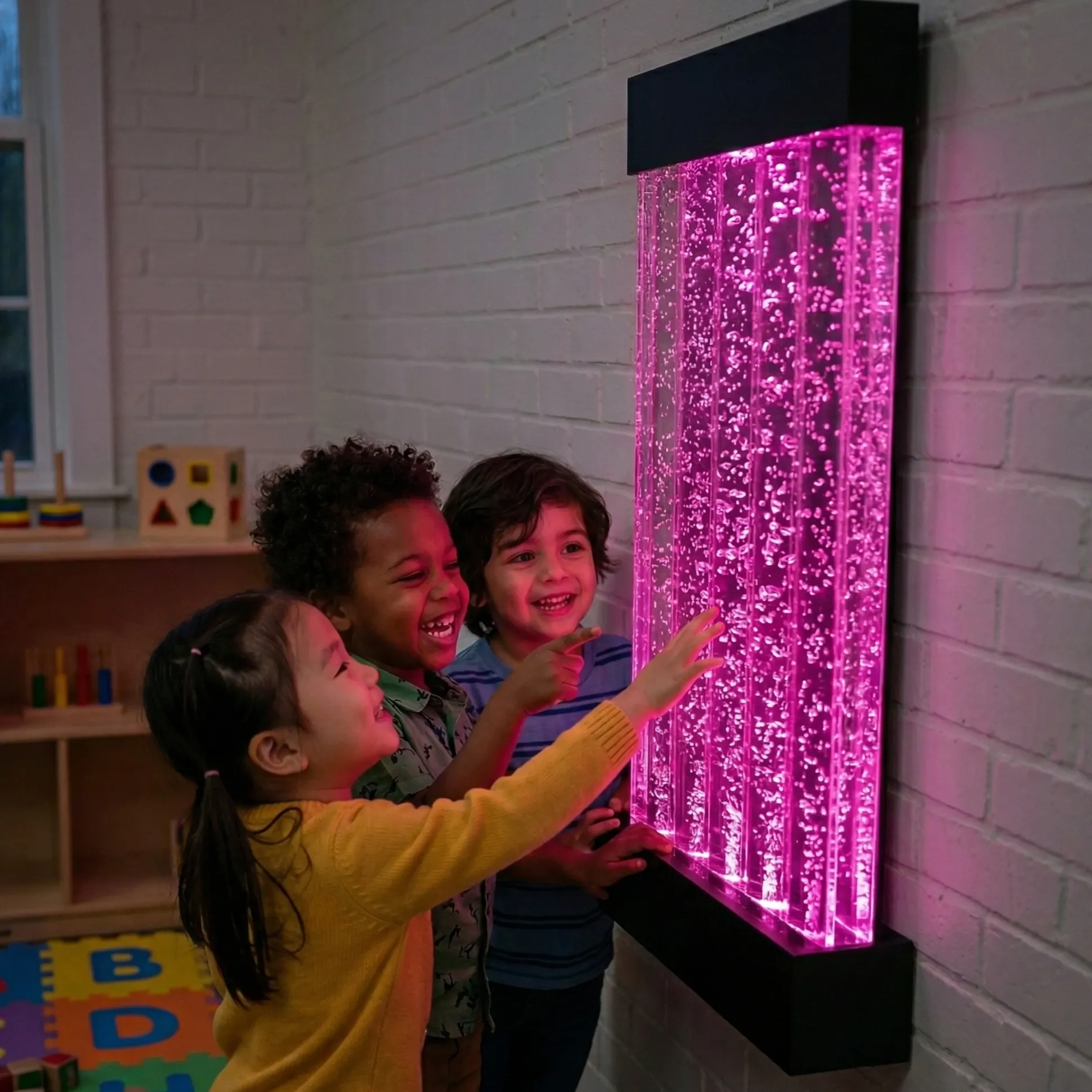 3ft Wall-Mounted Bubble Wall | Color-Changing LED Sensory Panel with Remote Control