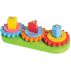 Geared Shape Toddler Puzzle | Wooden Gear and Shape Matching 13-Piece Set