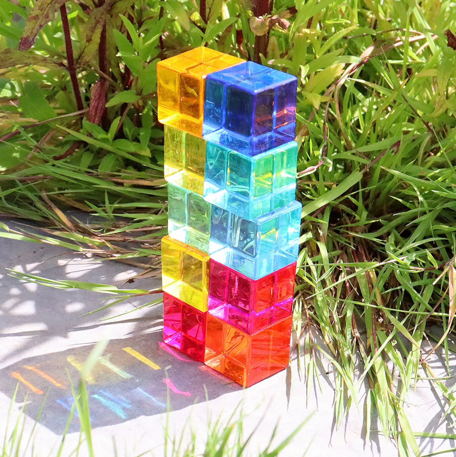 Gem Cubes 10-Piece Set | Colorful Acrylic Blocks for Light Play & Sensory Learning