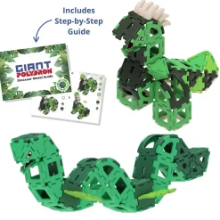 Giant Polydron Dinosaur Construction Set | 130 Piece STEM Building Toy with Interlocking Panels, Claws & Eyes