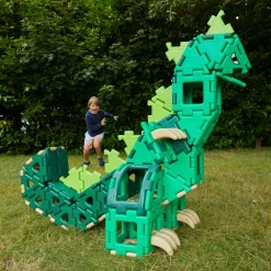 Giant Polydron Dinosaur Construction Set | 130 Piece STEM Building Toy with Interlocking Panels, Claws & Eyes