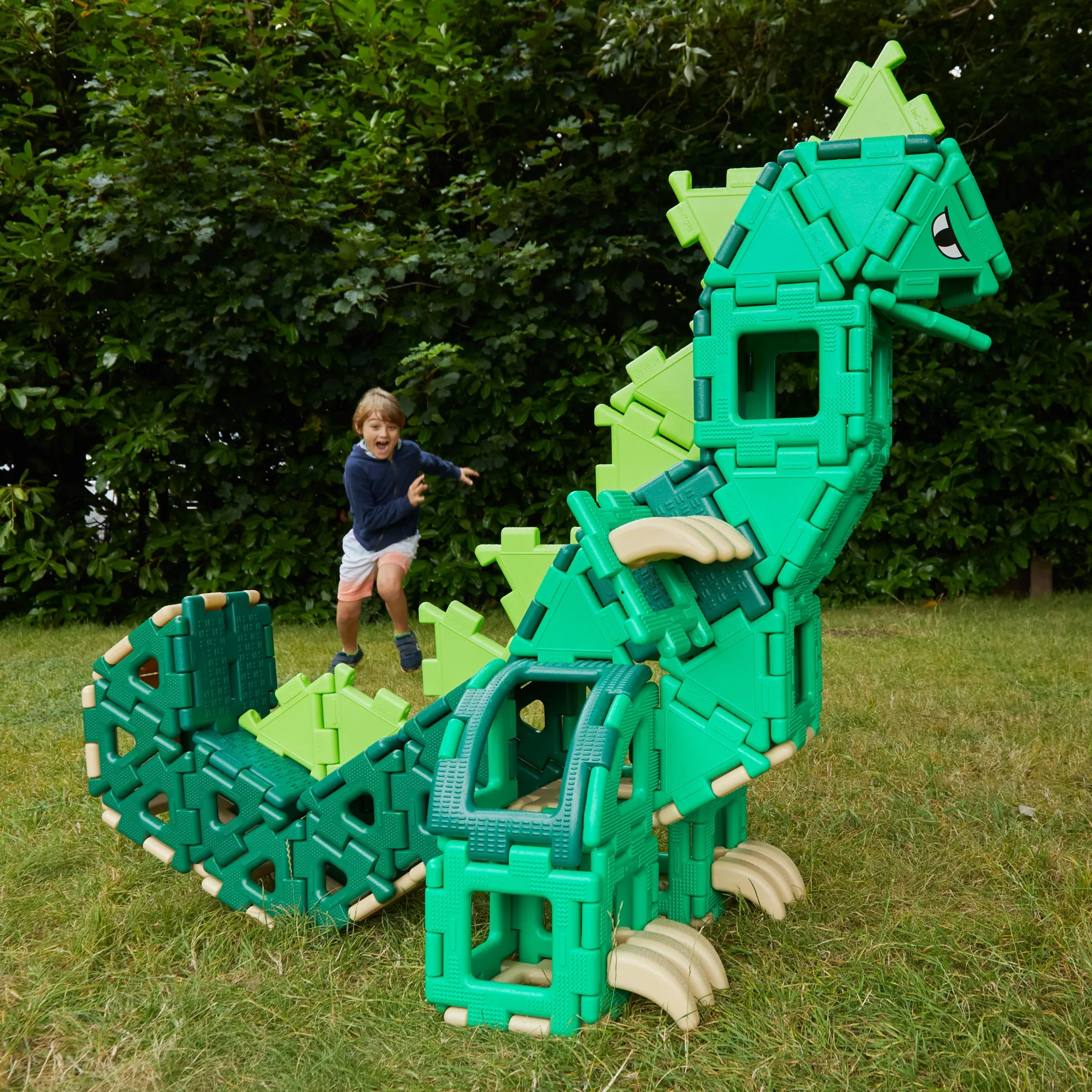 Giant Polydron Dinosaur Construction Set | 130 Piece STEM Building Toy with Interlocking Panels, Claws & Eyes