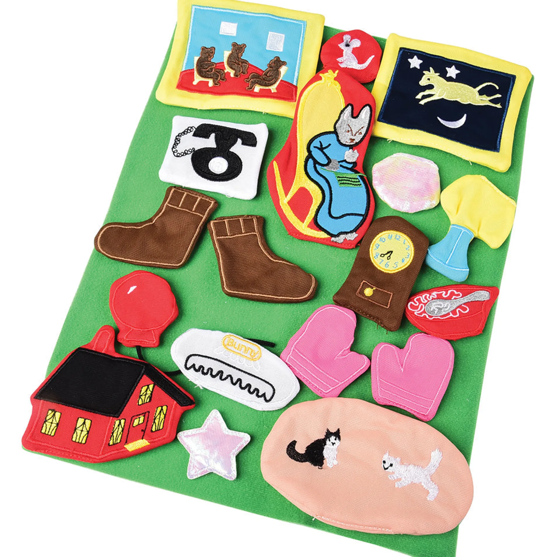 Goodnight Moon Puppet and Props Storytelling Set with Board Book* | Bunny Hand Puppet, 19 Fabric Story Props, Backdrop & Storage Bag