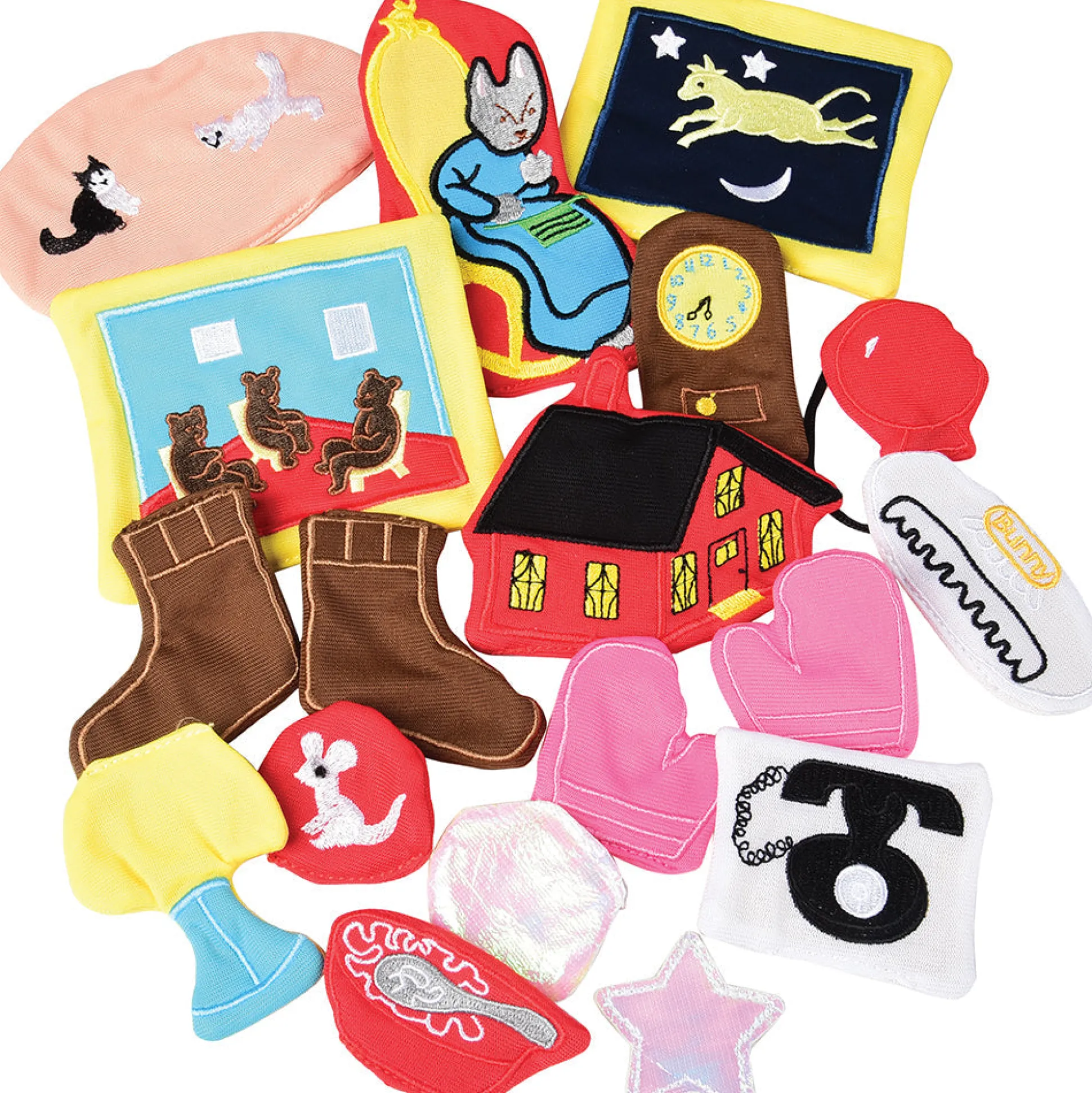 Goodnight Moon Puppet and Props Storytelling Set with Board Book* | Bunny Hand Puppet, 19 Fabric Story Props, Backdrop & Storage Bag