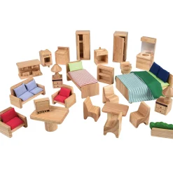 Hardwood Dollhouse Furniture Set | 26 Piece Set