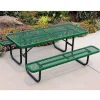 Heavy Duty 8-Foot Rectangular Picnic Table with Diamond-Shaped Pattern | Commercial 9-Gauge Steel Walk-Through Outdoor Table