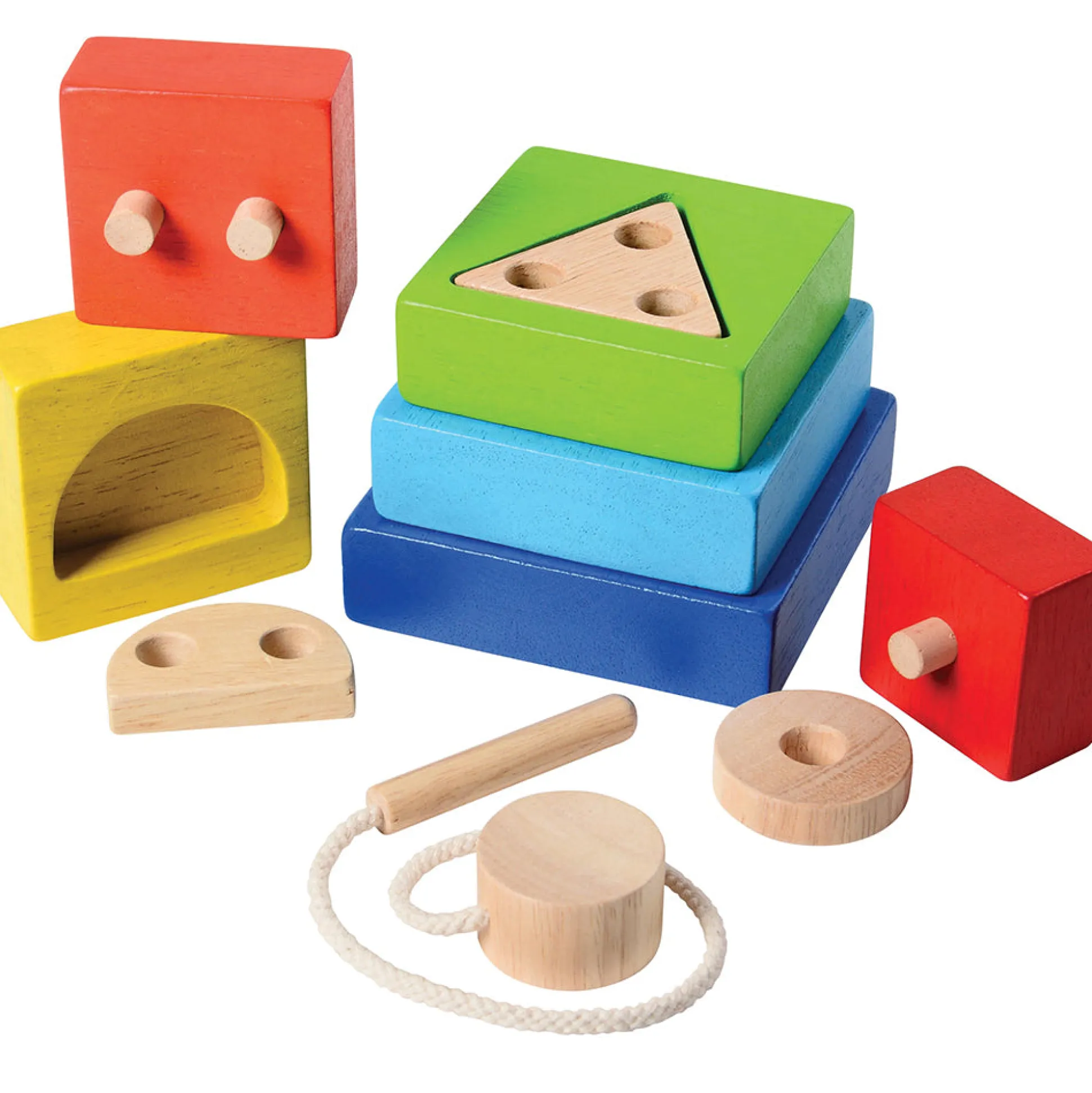 4 in 1 Rainbow Stacking Set | Wooden Stacking, Lacing & Early Math Learning Toy