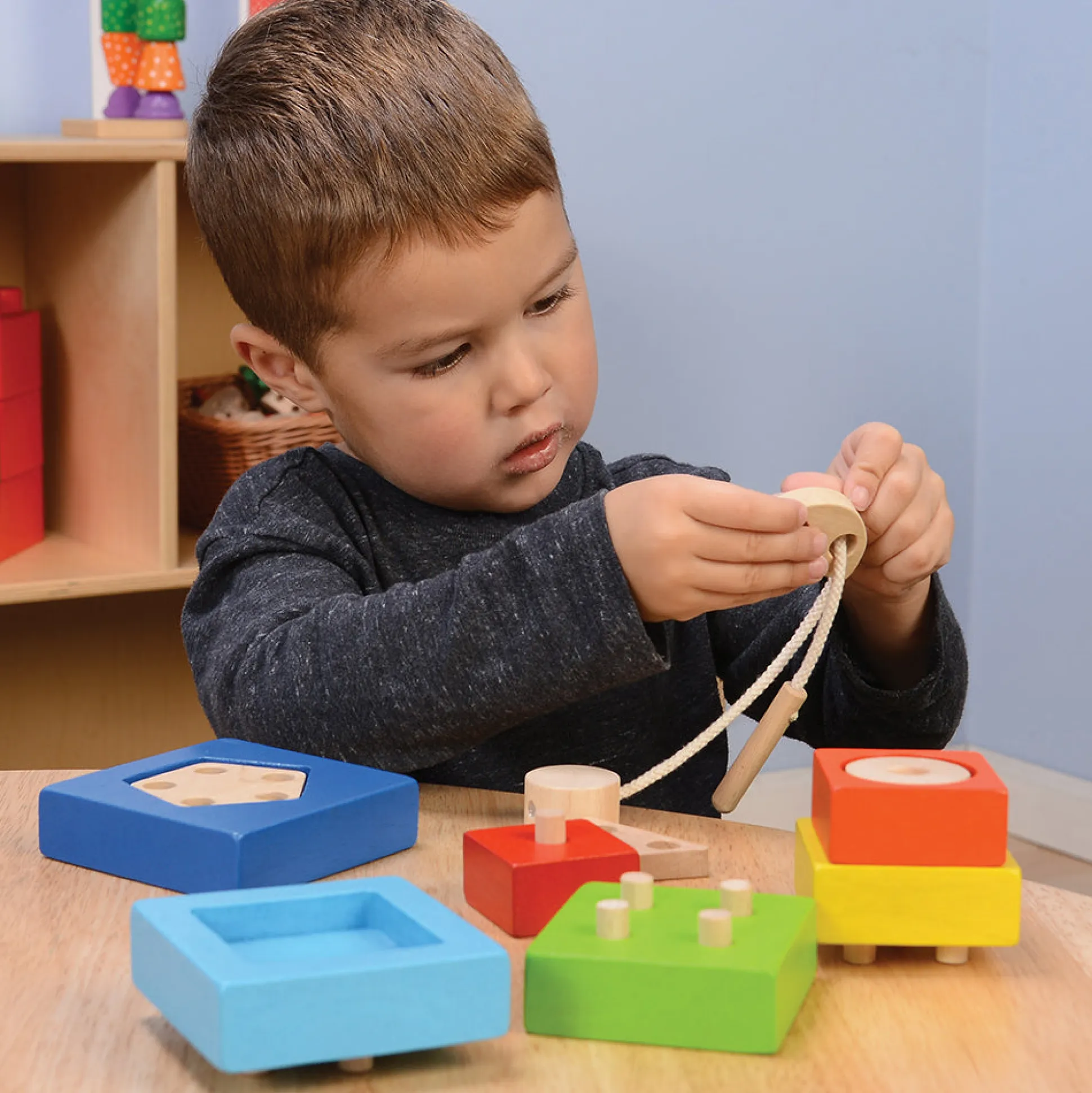 4 in 1 Rainbow Stacking Set | Wooden Stacking, Lacing & Early Math Learning Toy