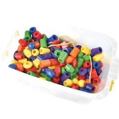 250 Jumbo Plastic Beads with 5 Tipped Lacing Cords