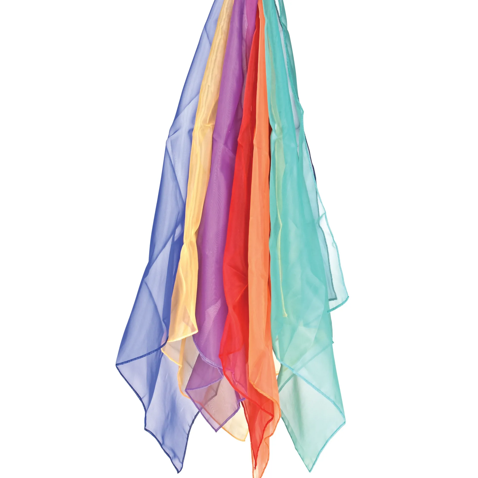 Jumbo Rainbow Play Scarves | Set of 6 Vibrant 27" Nylon Squares