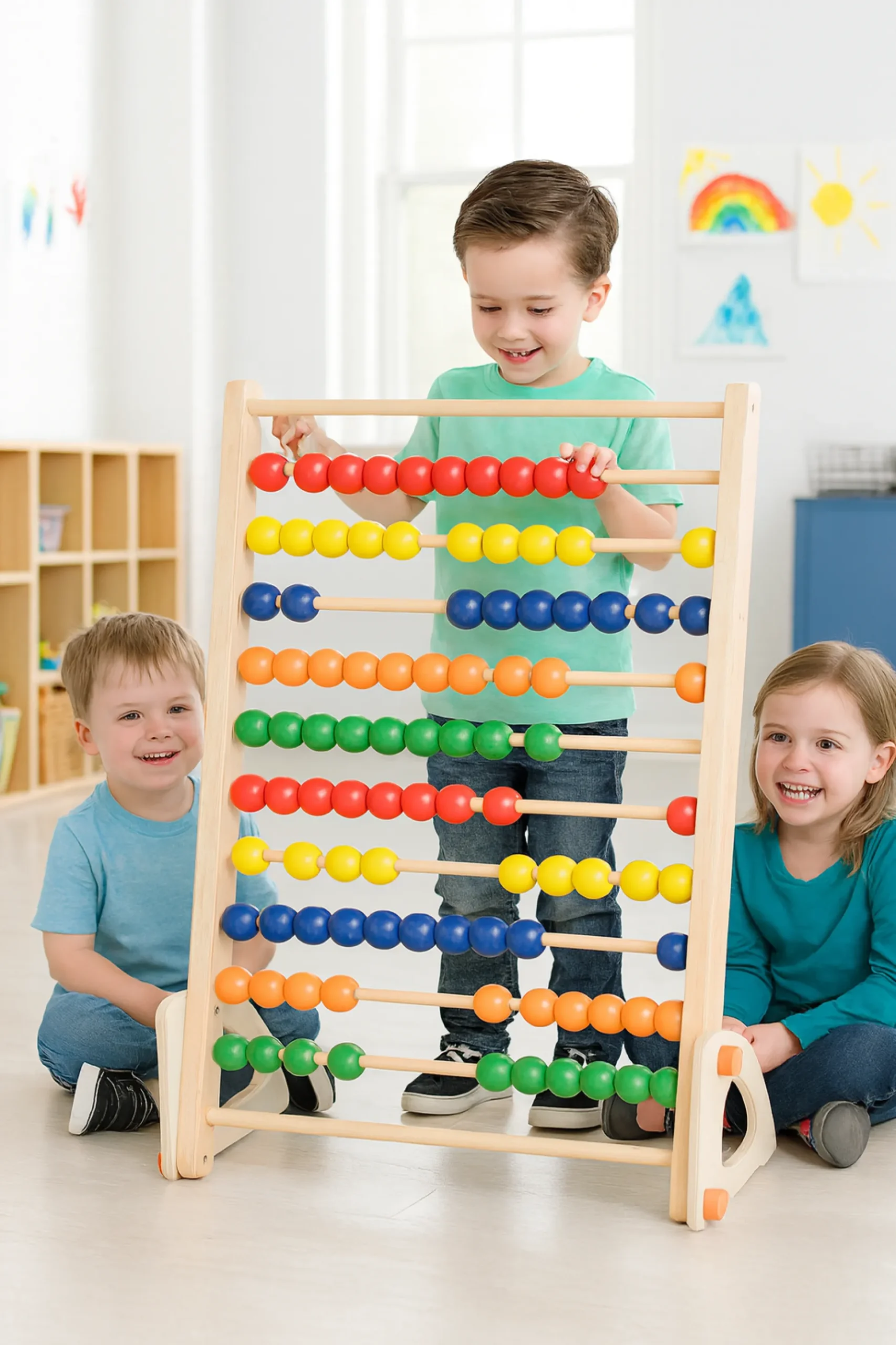 Jumbo Wooden Abacus Counting Frame | 100 Beads for Preschool Math Learning