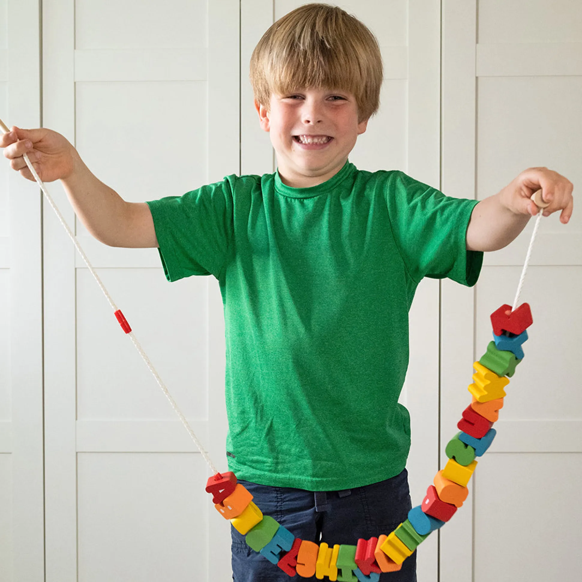 Jumbo Wooden Alphabet Lacing Beads Set | Fine Motor & Letter Practice