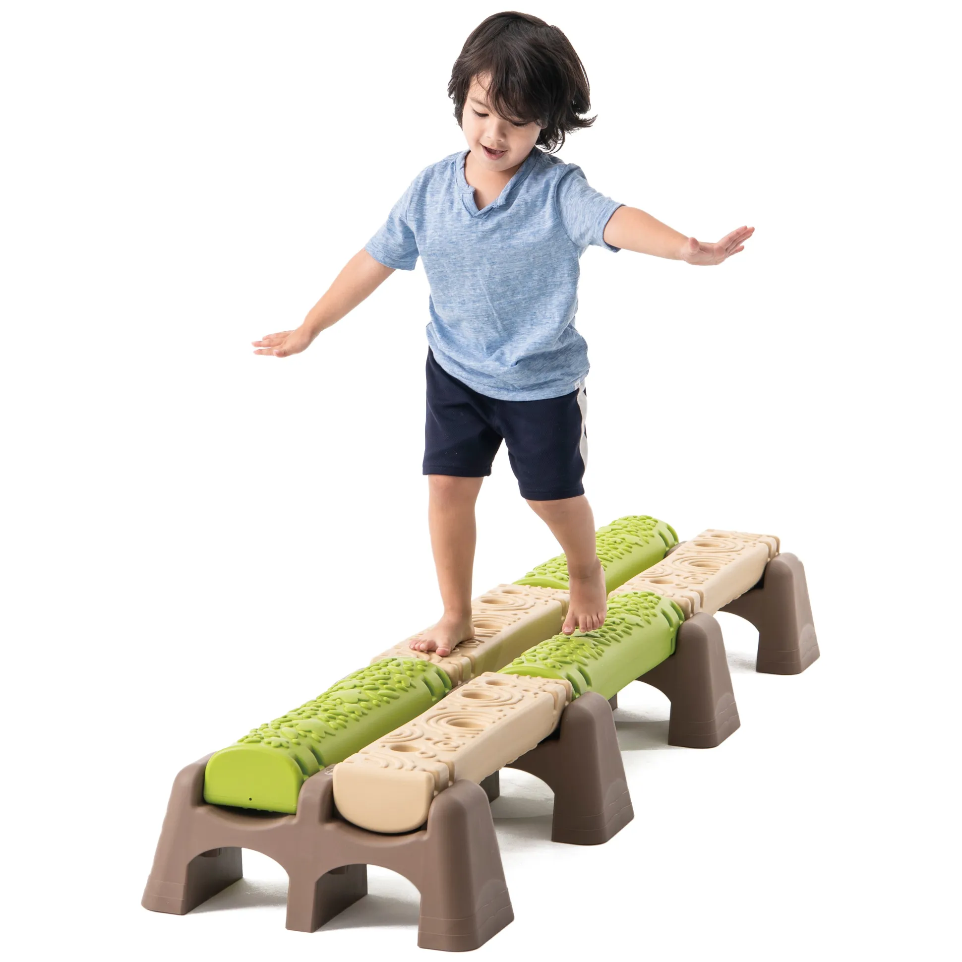 Jungle Trail Balance Logs & Bases | Gross Motor Balance Path Set with Textured Logs & Sturdy Stepping Bases