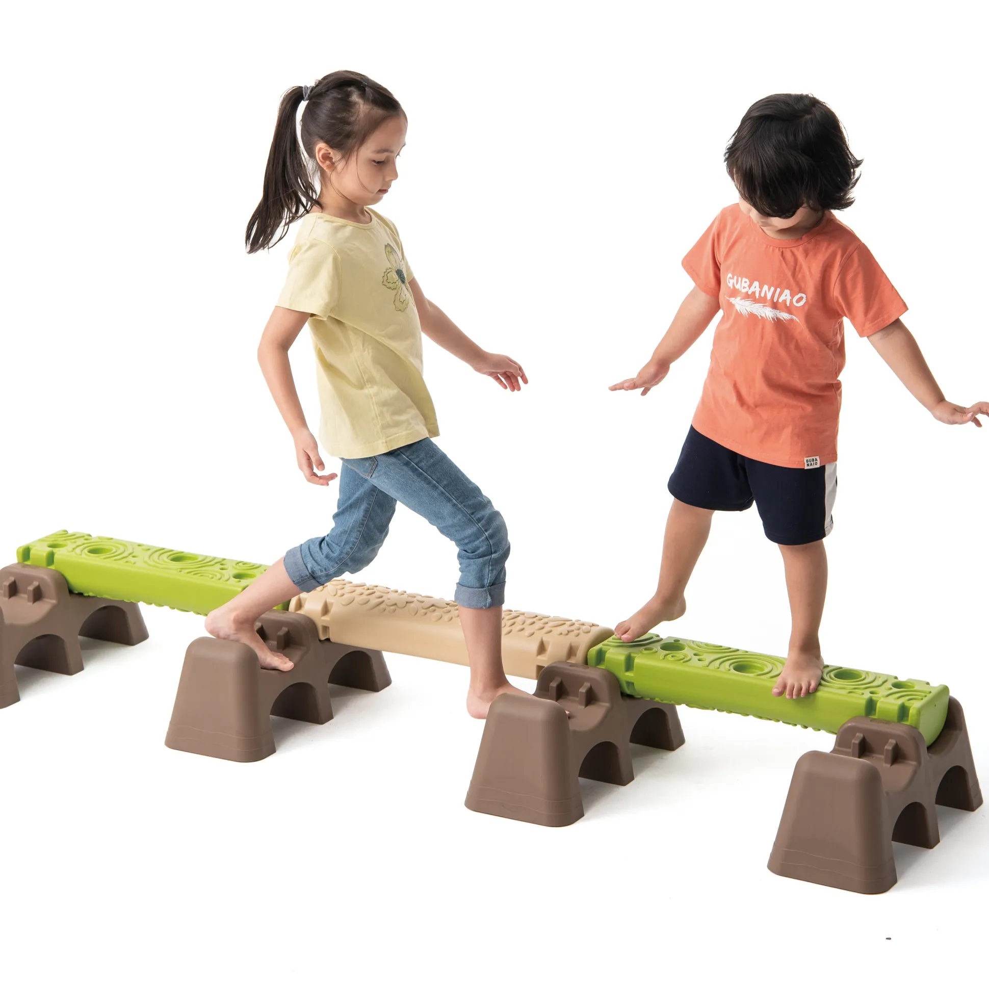 Jungle Trail Balance Logs & Bases | Gross Motor Balance Path Set with Textured Logs & Sturdy Stepping Bases