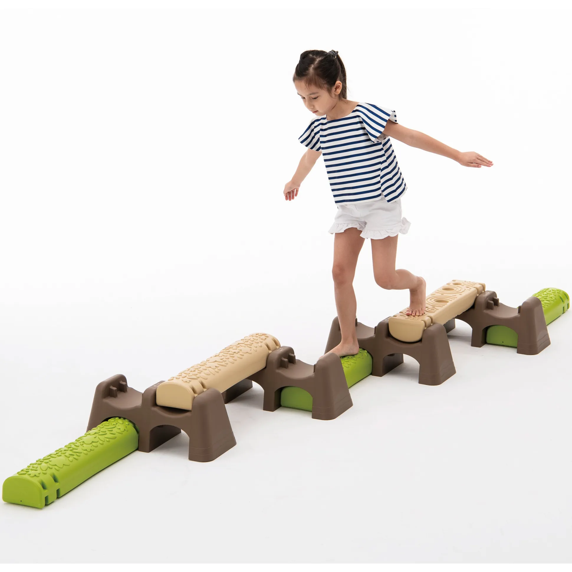 Jungle Trail Balance Logs & Bases | Gross Motor Balance Path Set with Textured Logs & Sturdy Stepping Bases