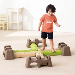 Jungle Trail Balance Logs & Bases | Gross Motor Balance Path Set with Textured Logs & Sturdy Stepping Bases