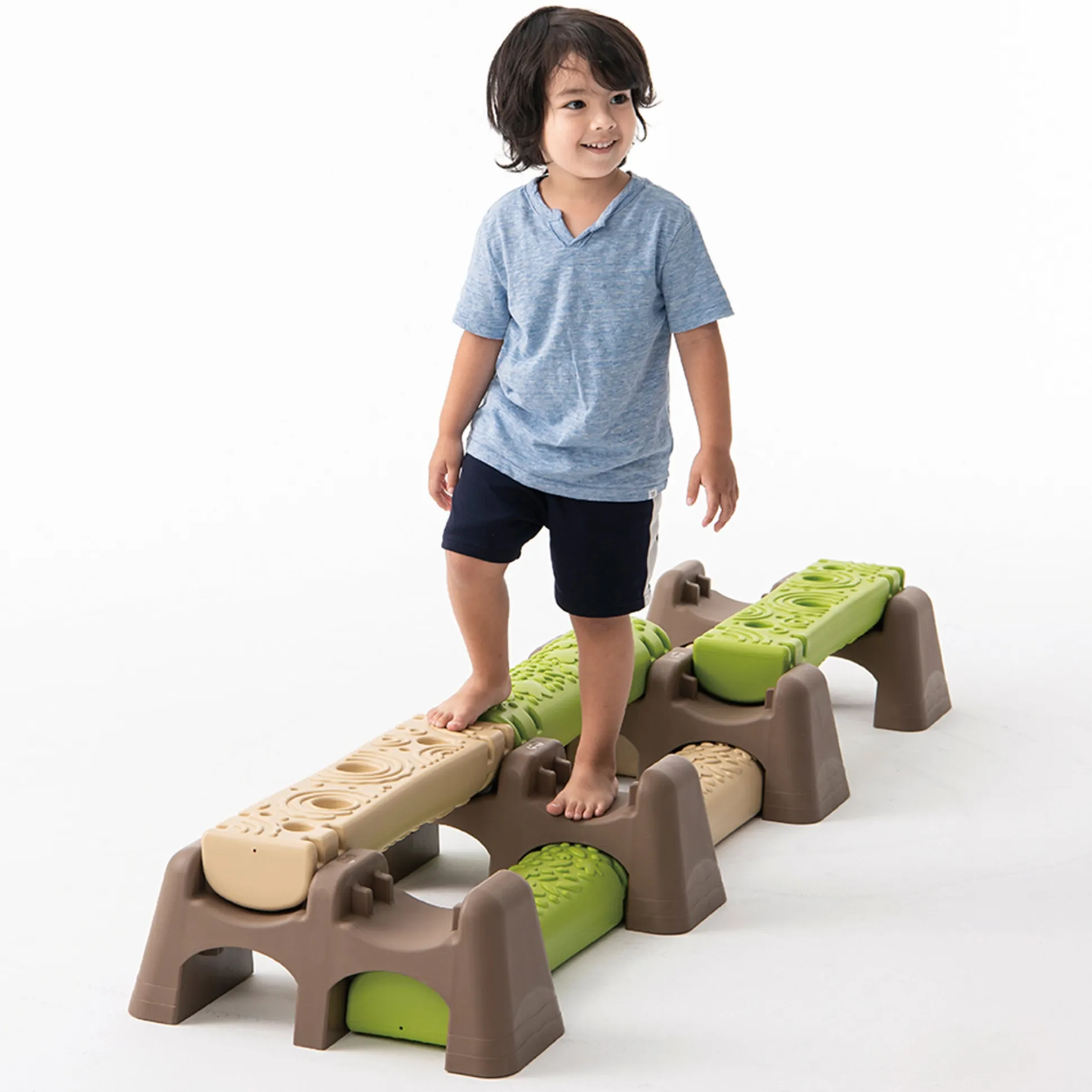 Jungle Trail Balance Logs & Bases | Gross Motor Balance Path Set with Textured Logs & Sturdy Stepping Bases