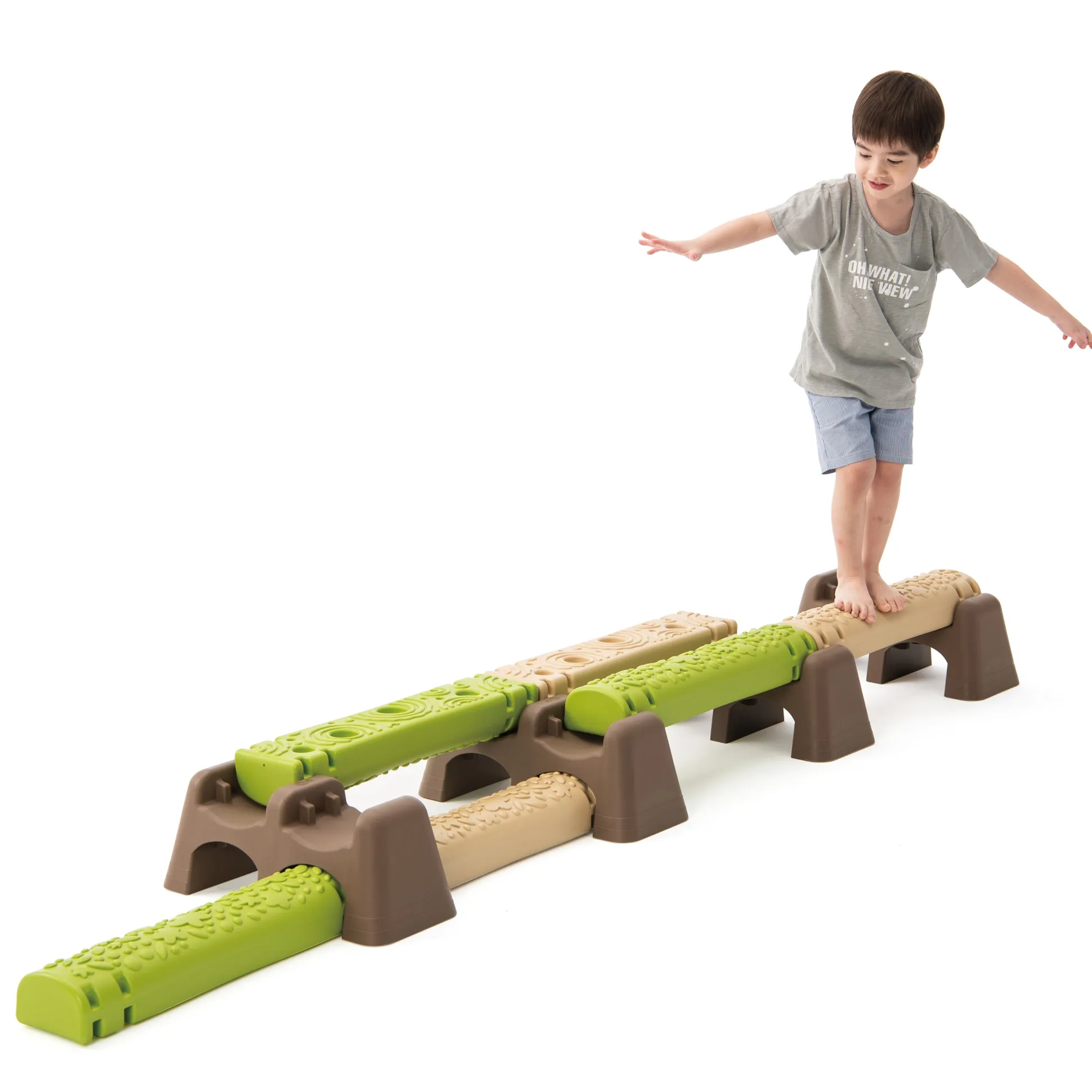 Jungle Trail Balance Logs & Bases | Gross Motor Balance Path Set with Textured Logs & Sturdy Stepping Bases