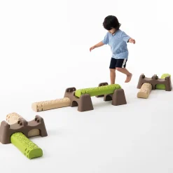 Jungle Trail Balance Logs & Bases | Gross Motor Balance Path Set with Textured Logs & Sturdy Stepping Bases