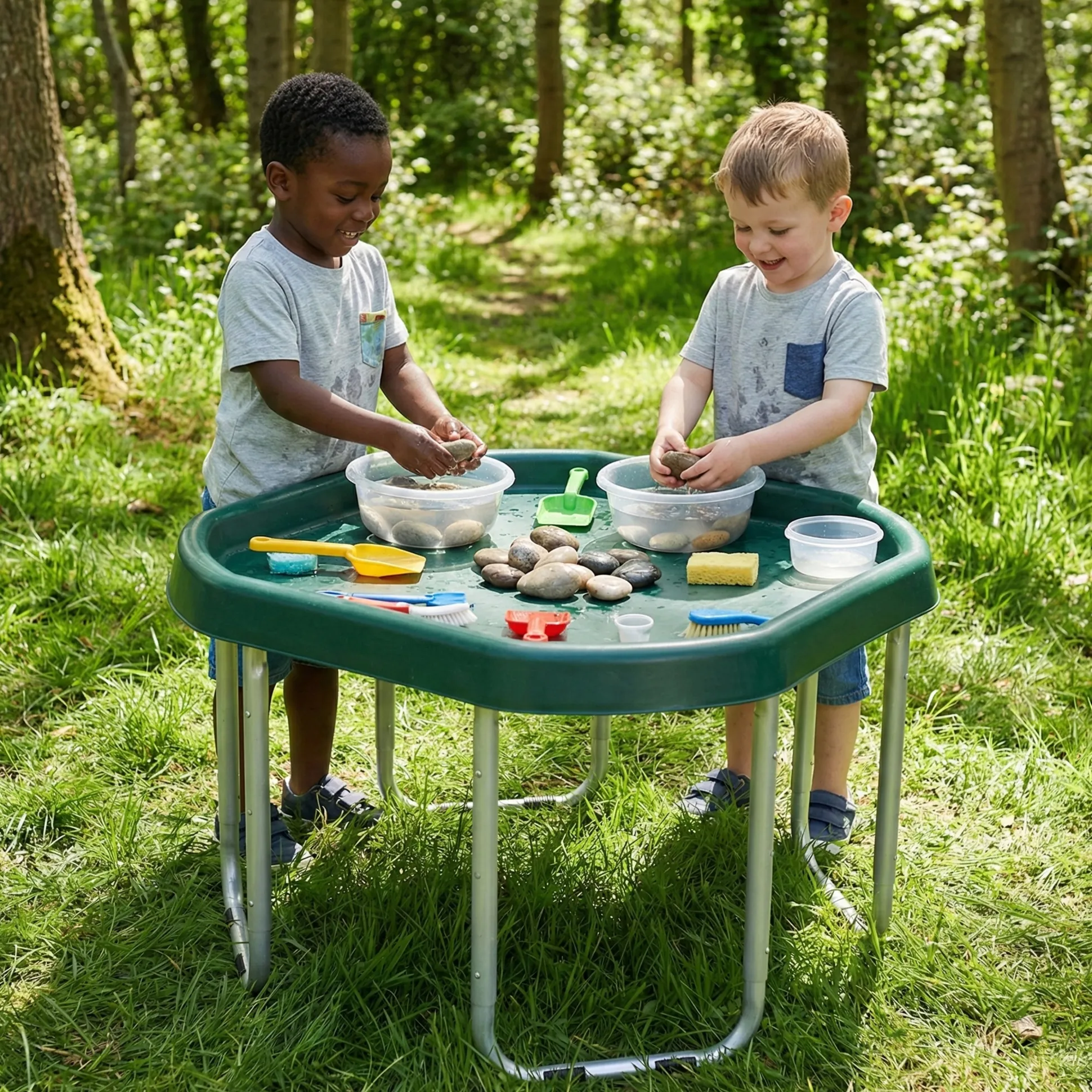 Junior Adjustable Activity Table with Sensory Tray | 28" Round Water, Sand & Art Play Station