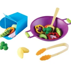Kids' Play Food – 17-Piece Vegetable Stir-Fry Set with Wok