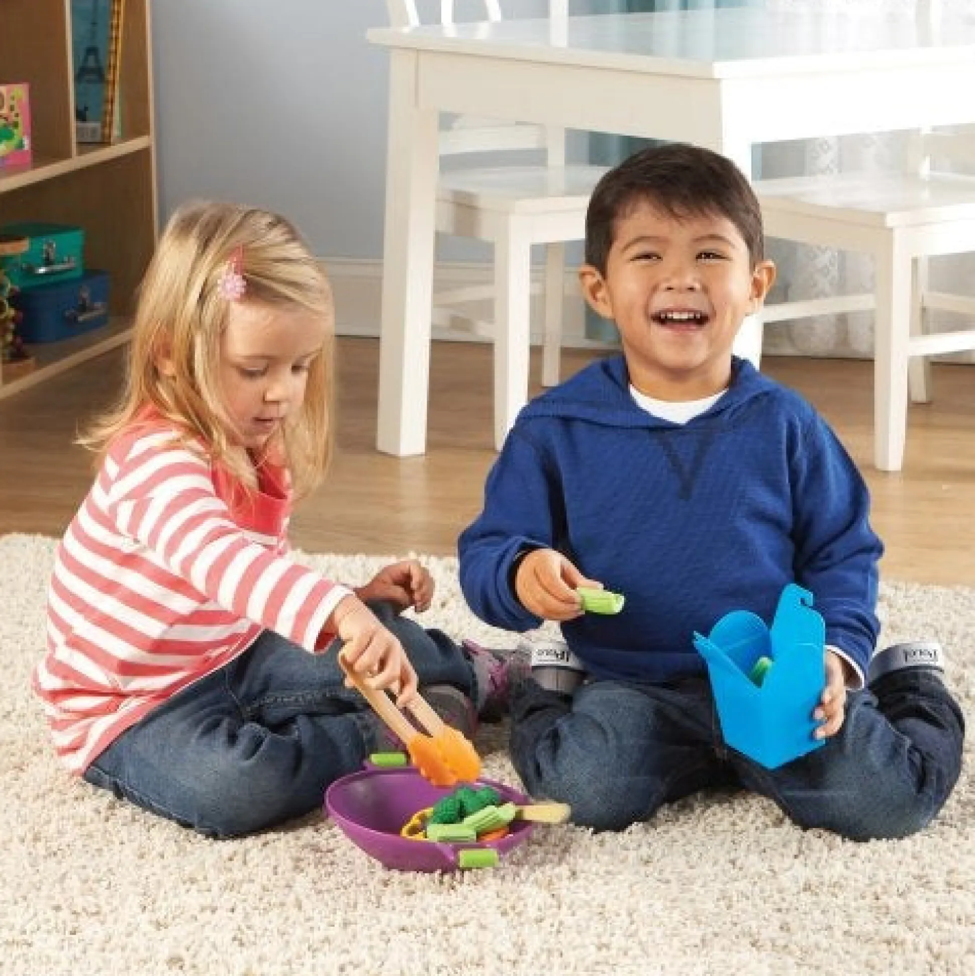 Kids' Play Food – 17-Piece Vegetable Stir-Fry Set with Wok
