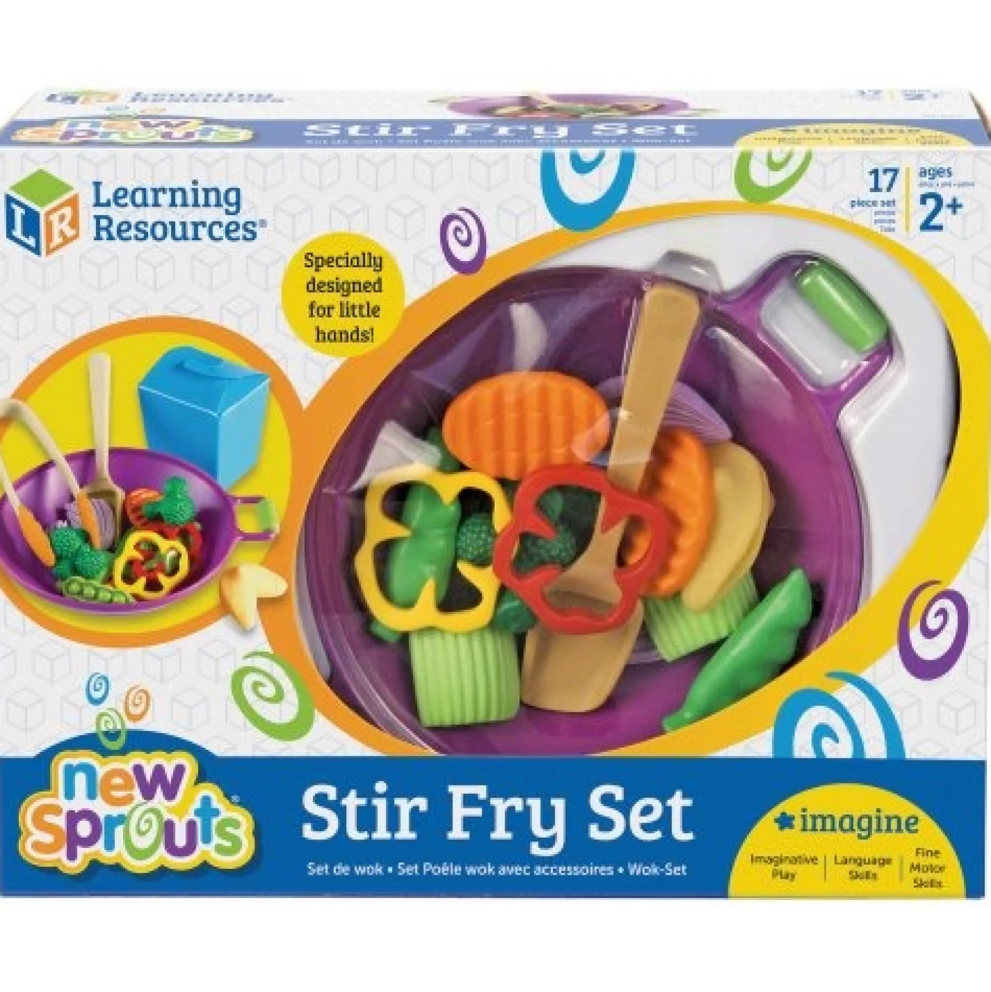 Kids' Play Food – 17-Piece Vegetable Stir-Fry Set with Wok