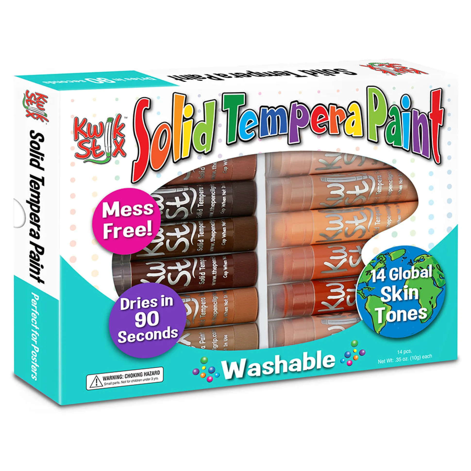 Kwik Stix Global Skin Tones 14-Piece Set | No-Mess Tempera Paint