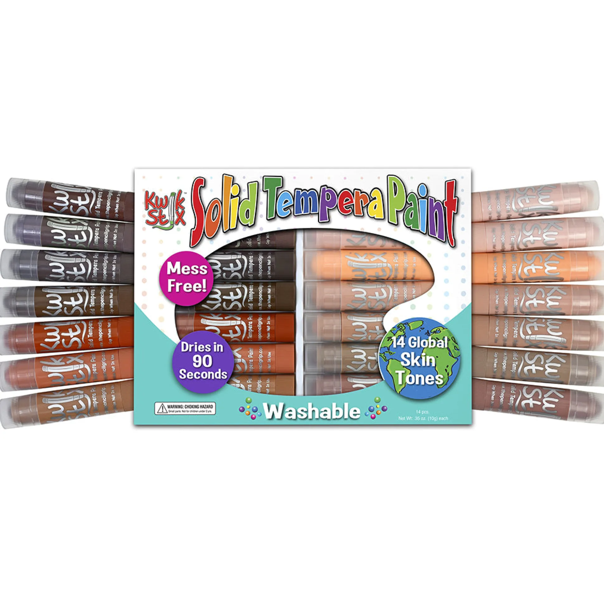 Kwik Stix Global Skin Tones 14-Piece Set | No-Mess Tempera Paint