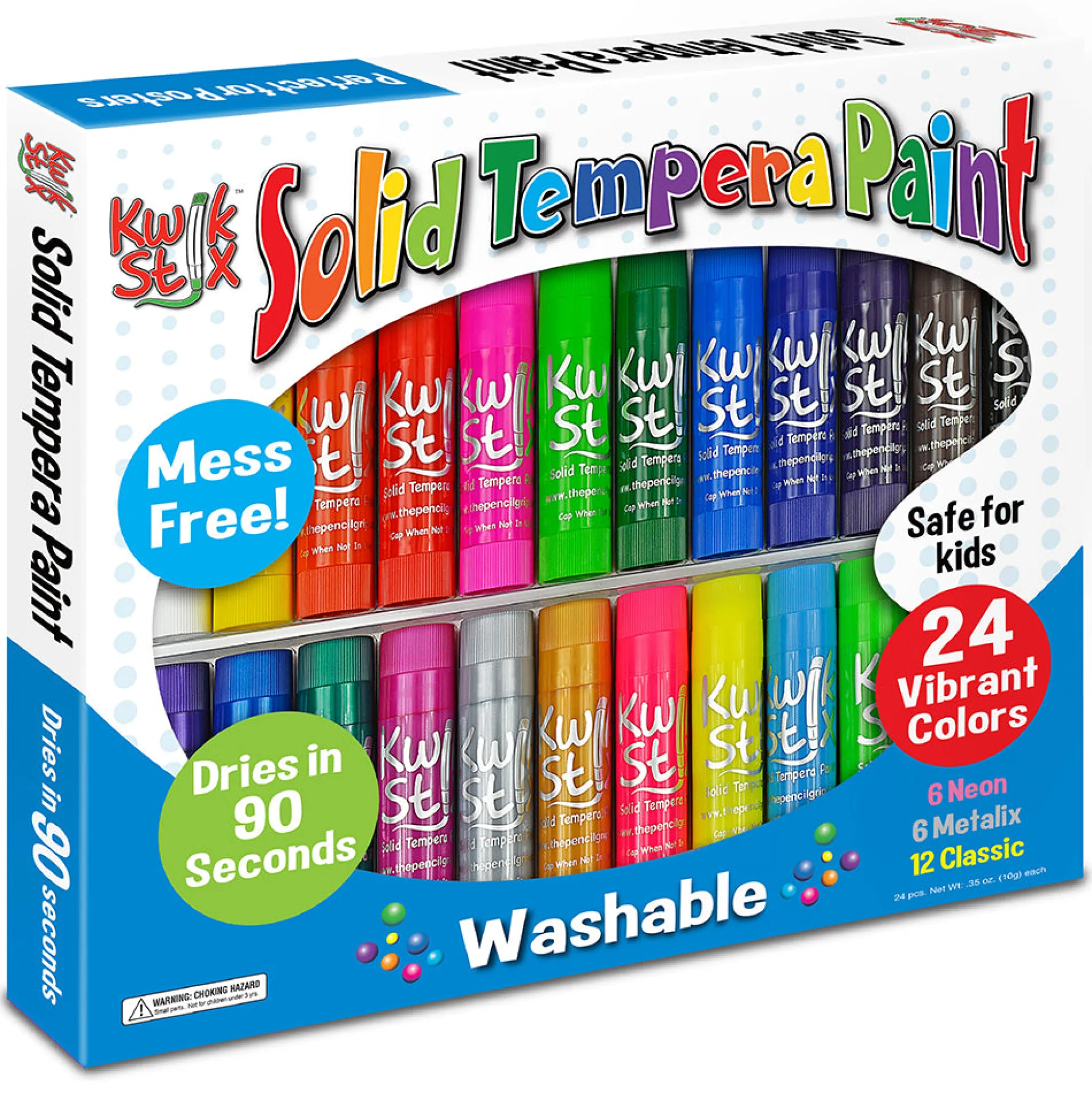 Kwik Stix No-Mess Tempera Paint Sticks | 24 Assorted Colors