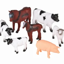 Large Wooden Farm Barn Playset with Oversized Animals (7-Piece Set)