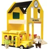 Let's Play School Wooden Playset | Schoolhouse with Chalkboard, Bus, Teacher & 4 Students