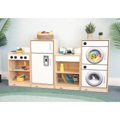 Let’s Play Toddler Kitchen | Toddler 4-Piece White Pretend Play Set with Stove, Sink, Fridge & Washer for Classrooms
