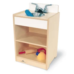 Let’s Play Toddler Sink™ | Pretend Play Kitchen Sink in White with Realistic Faucet
