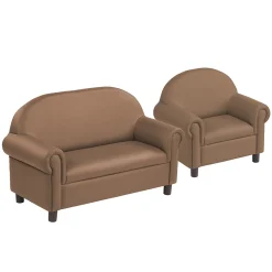 Little Lux Chocolate Preschool Chair & Sofa Set | Adjustable Faux Leather Kids’ Seating