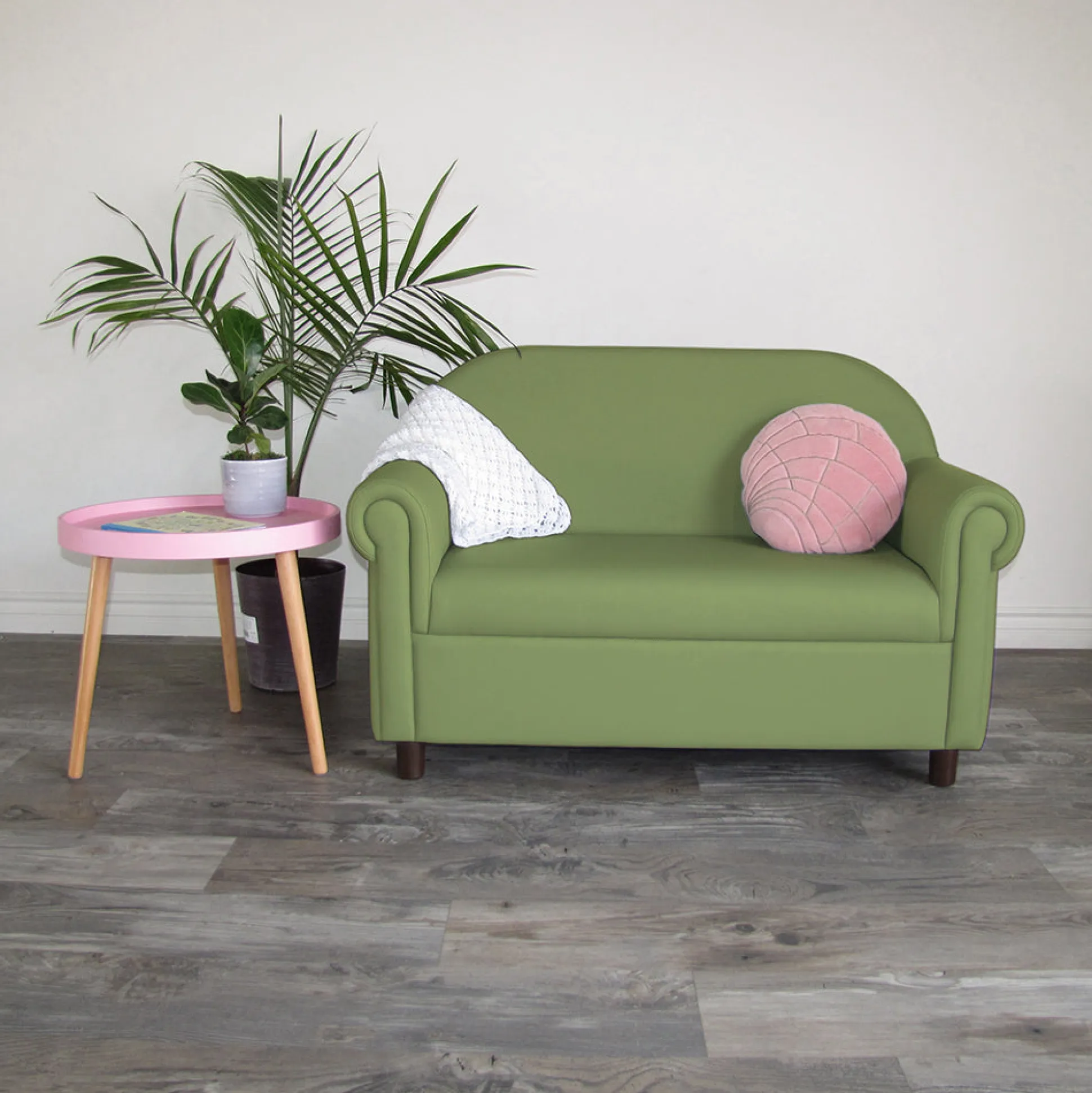 Little Lux Fern Green Preschool Sofa | Adjustable Faux Leather Kids' Couch