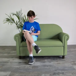 Little Lux Fern Green Preschool Sofa | Adjustable Faux Leather Kids' Couch