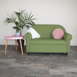 Little Lux Fern Green Preschool Chair & Sofa Set | Adjustable Faux Leather Kids’ Seating