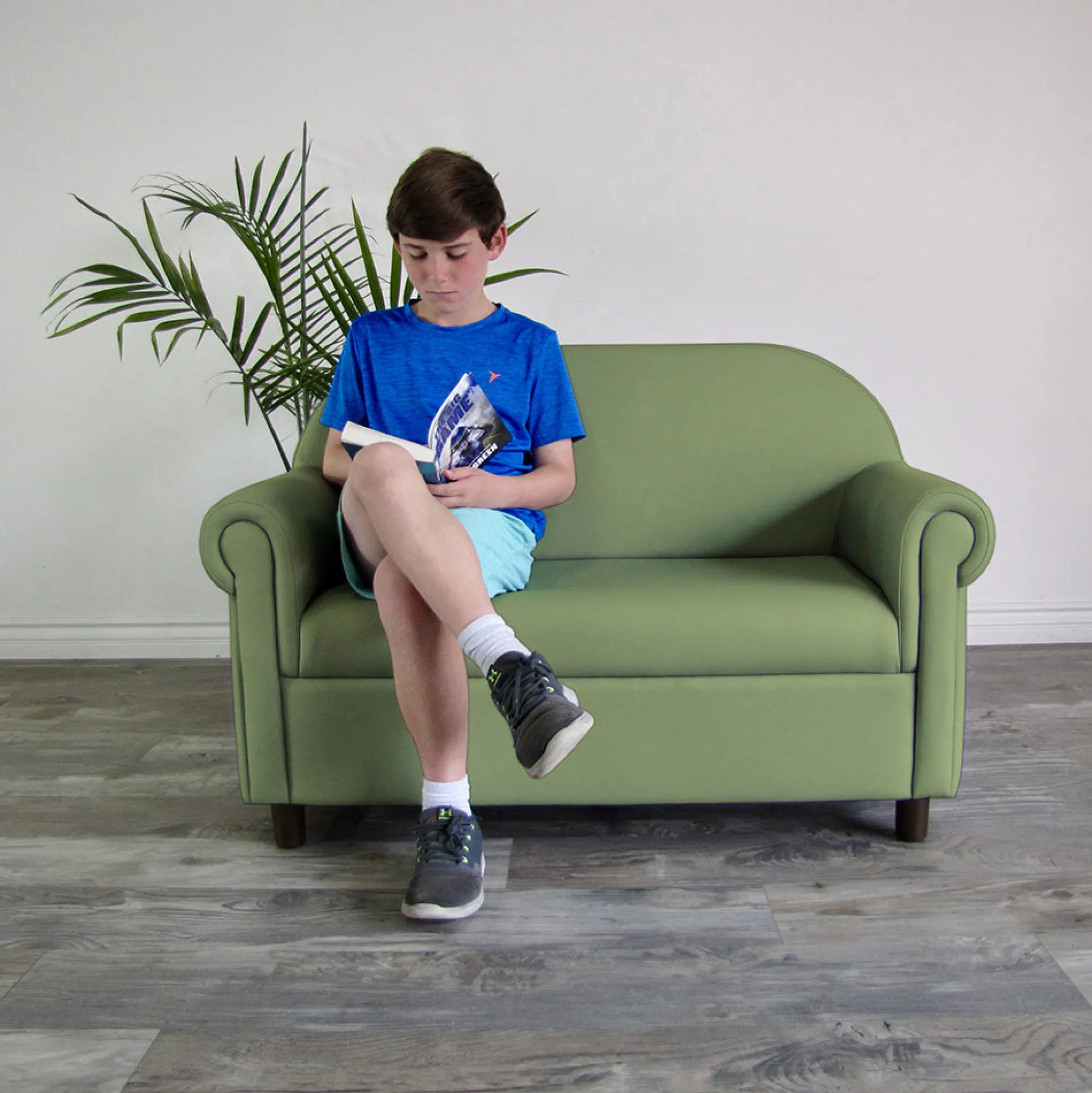 Little Lux Fern Green Preschool Chair & Sofa Set | Adjustable Faux Leather Kids’ Seating